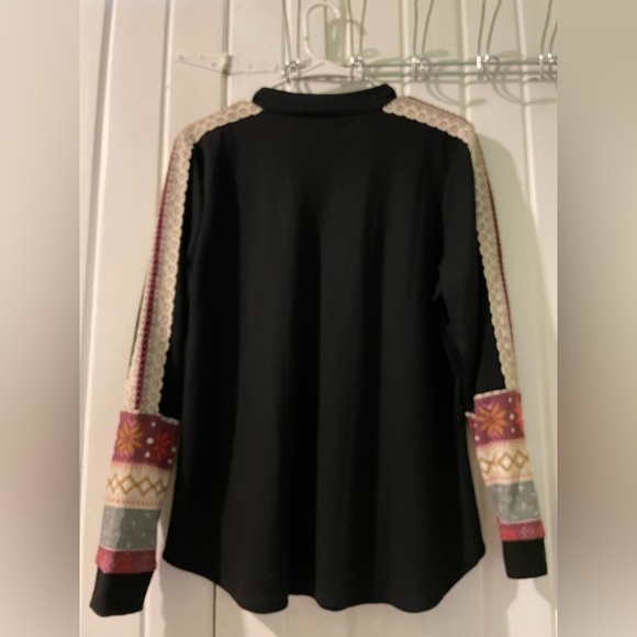 crocheted fair isle mock neck tee X-large NWT - Picture 4 of 9